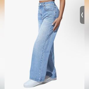 Straight Leg Jeans, High Waisted Stretchy Wide Leg Boyfriends Jeans